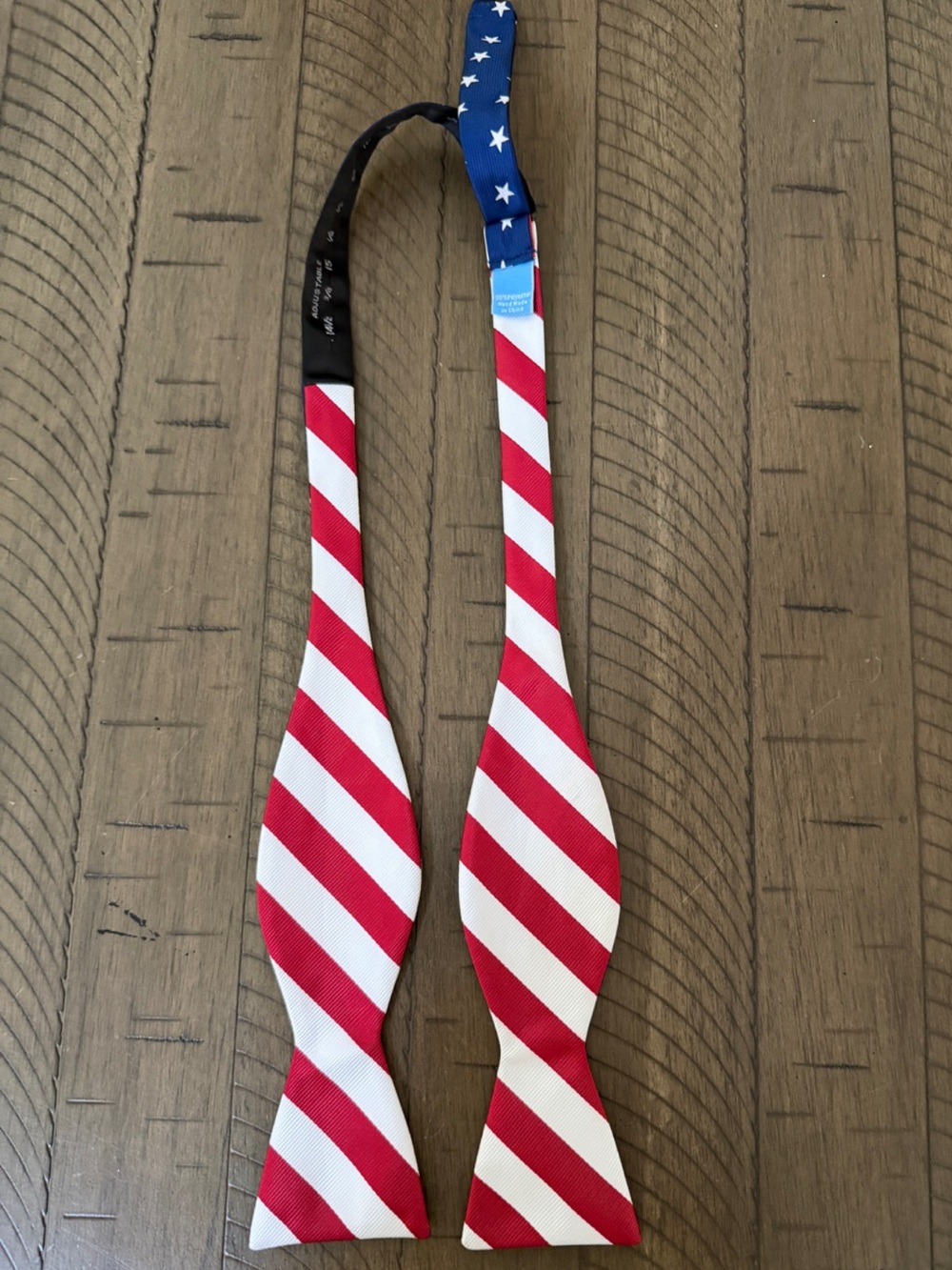 Men’s Patriotic Americana Striped Red White Blue Stars Flag Adjustable Bow Tie